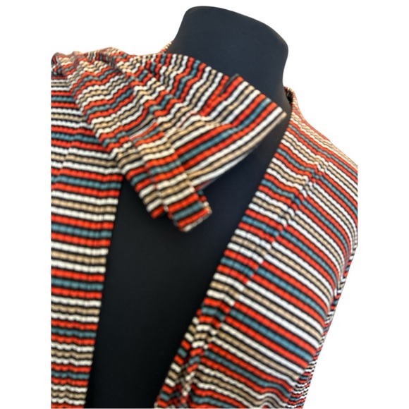 Chris & Carol Lightweight Coral and Turquoise Striped Flowy Open Front Cardigan - Picture 5 of 5